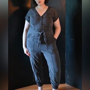Chic Charcoal Jumpsuit with Tie Waist